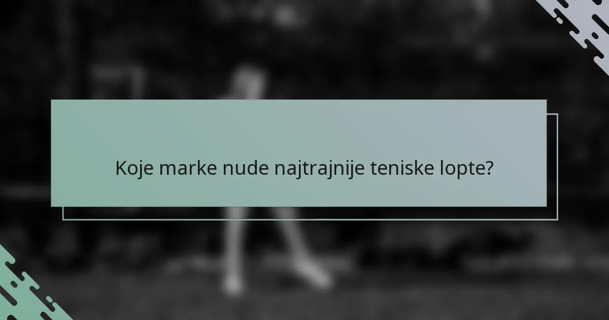 Koje marke nude najtrajnije teniske lopte?