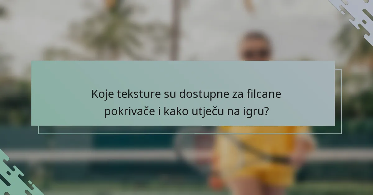 Koje teksture su dostupne za filcane pokrivače i kako utječu na igru?