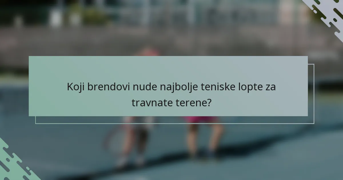 Koji brendovi nude najbolje teniske lopte za travnate terene?