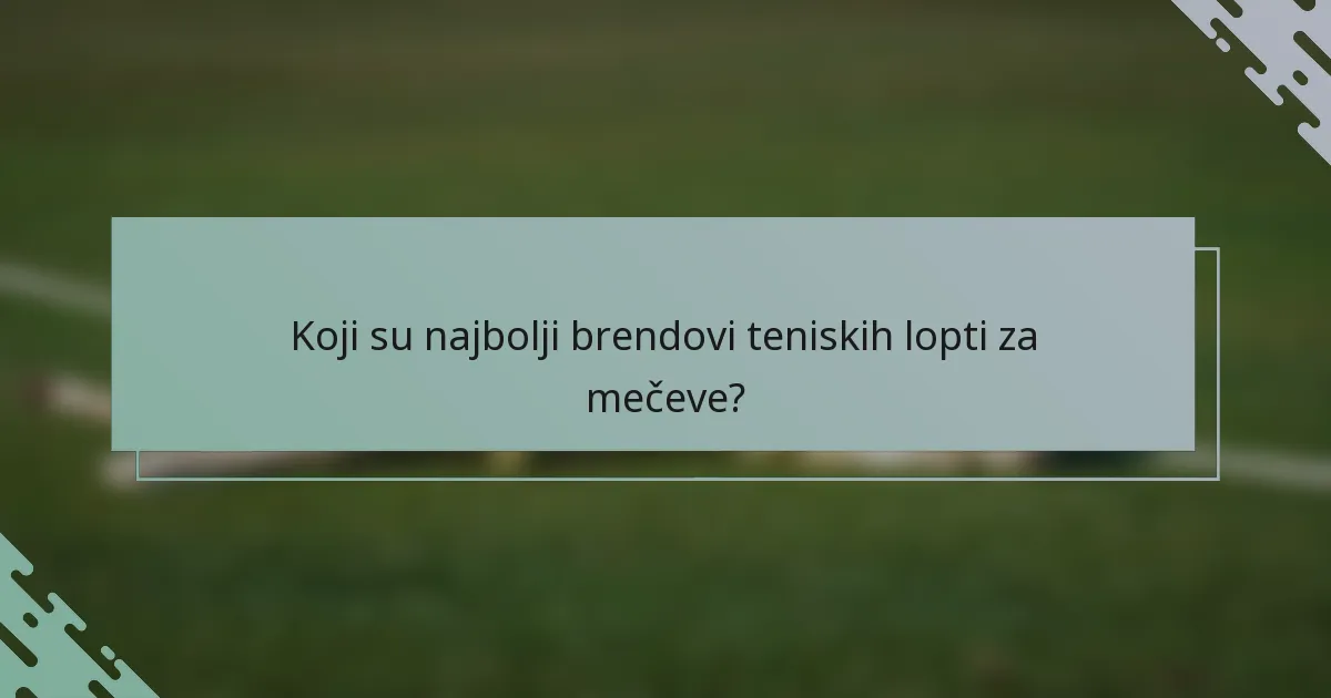 Koji su najbolji brendovi teniskih lopti za mečeve?