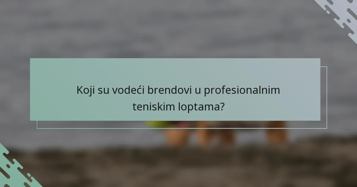 Koji su vodeći brendovi u profesionalnim teniskim loptama?