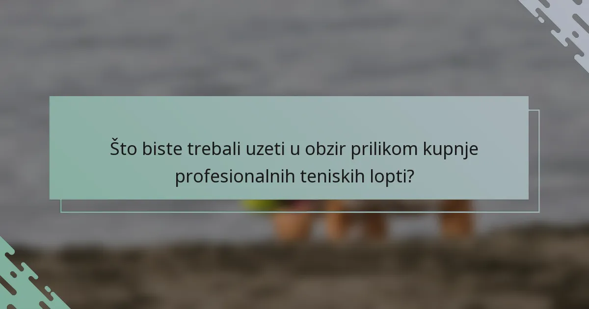 Što biste trebali uzeti u obzir prilikom kupnje profesionalnih teniskih lopti?